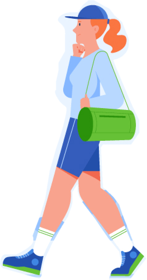 Illustration of an athlete walking with a gym bag