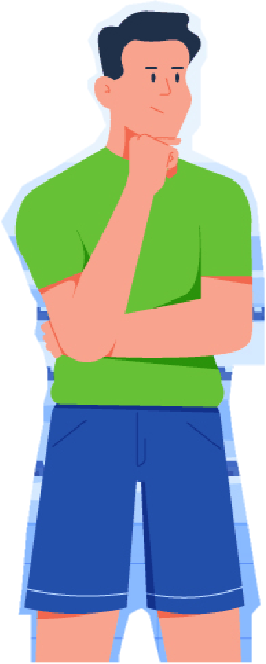 Illustration of a coach thinking, arms crossed